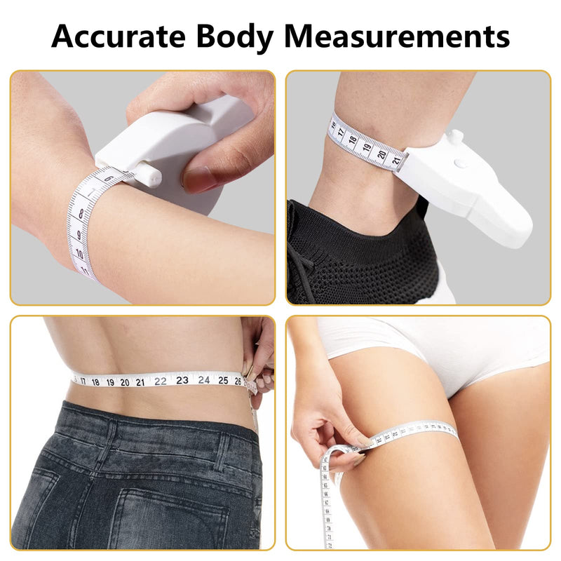  [AUSTRALIA] - 3 Piece Measuring Tape for Body 60 Inch(150cm) - 2 Retractable Measuring Tape for Body Accurate Way to Track Weight Loss Muscle Gain by One Hand, Easy Body Tape Measure Black White