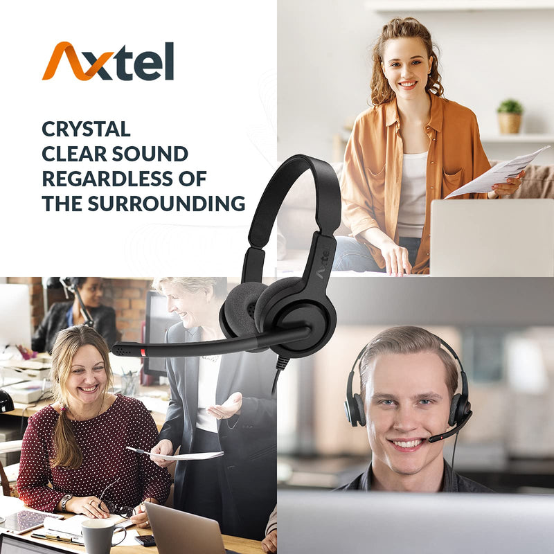  [AUSTRALIA] - Axtel Voice UC28 HD Duo NC - Stereo USB Headset with Noise Cancelling Microphone. Dedicated for Laptop, Desktop, VoIP Softphone, Desk Phone with USB Port. HD Sound, USB Cable with Controller - Black