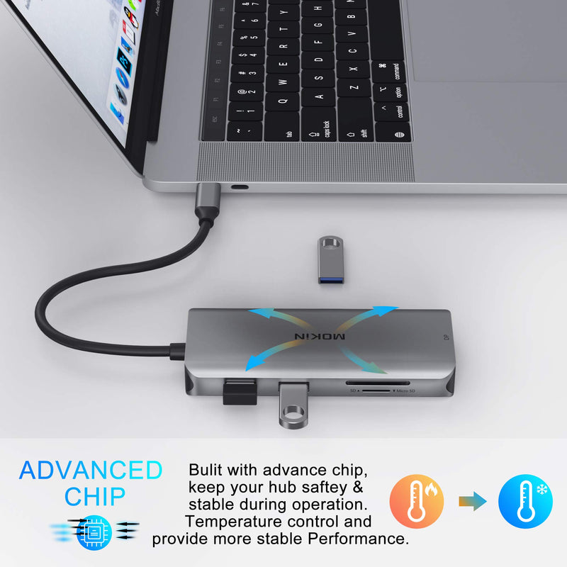  [AUSTRALIA] - Docking Station, USB C Adapter Dual HDMI, 9 in 1 Triple Display Multiport Adapter Dongle with 2 HDMI 4K, DisplayPort, 3 USB, 100W PD, SD/TF Card Reader for MacBook Pro Air Type C Laptops