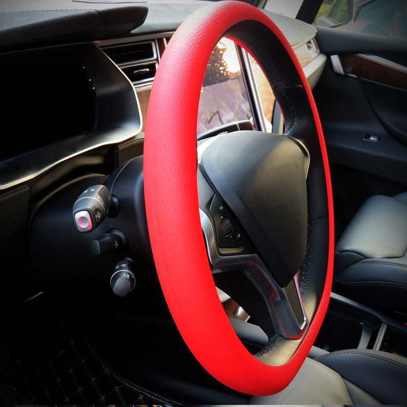 [AUSTRALIA] - JYSDYL Silicone Auto Steering Wheel Cover Universal(Red) Red