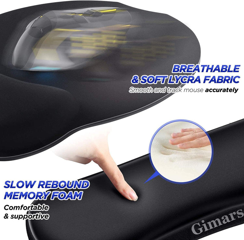  [AUSTRALIA] - Gimars Upgrade Enlarge Superfine Fibre Soft Smooth Gel Ergonomic Mouse Pad Wrist Support and Keyboard Wrist Rest for Computer, Laptop, Mac, Gaming and Office, Durable, Comfortable and Pain Relief Black
