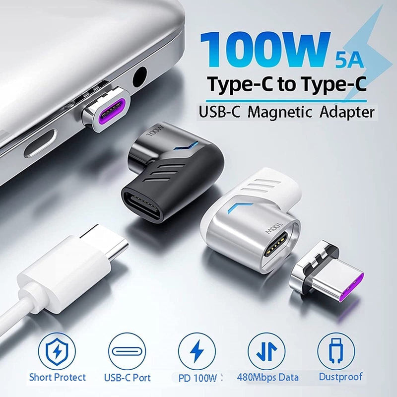  [AUSTRALIA] - USB C Magnetic Adapter (3 Pack) Type C Connector Right Angle Support USB PD 100W Quick Charge & 480Mb/s Data Transfer Compatible with USB-C Mobile Phone,Laptops&Tablets