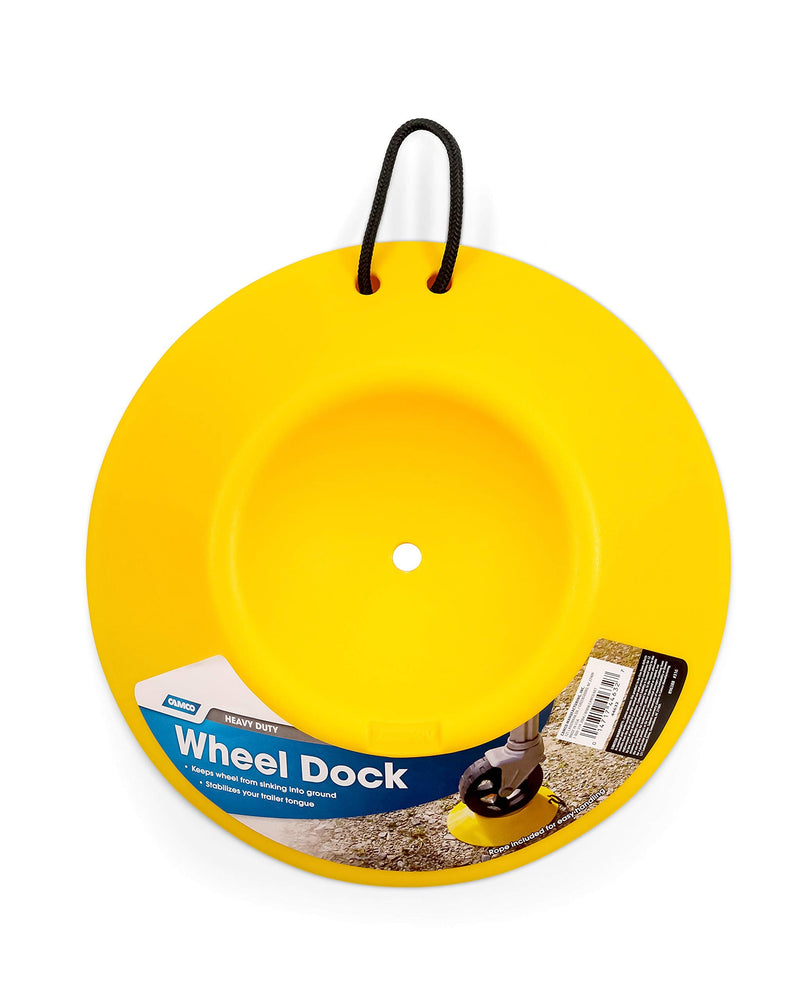  [AUSTRALIA] - Camco Heavy Duty Wheel Dock with Rope Handle - Helps Prevent Trailer Wheel from Sinking Into Dirt or Mud, Easy to Store and Transport (44632), Yellow