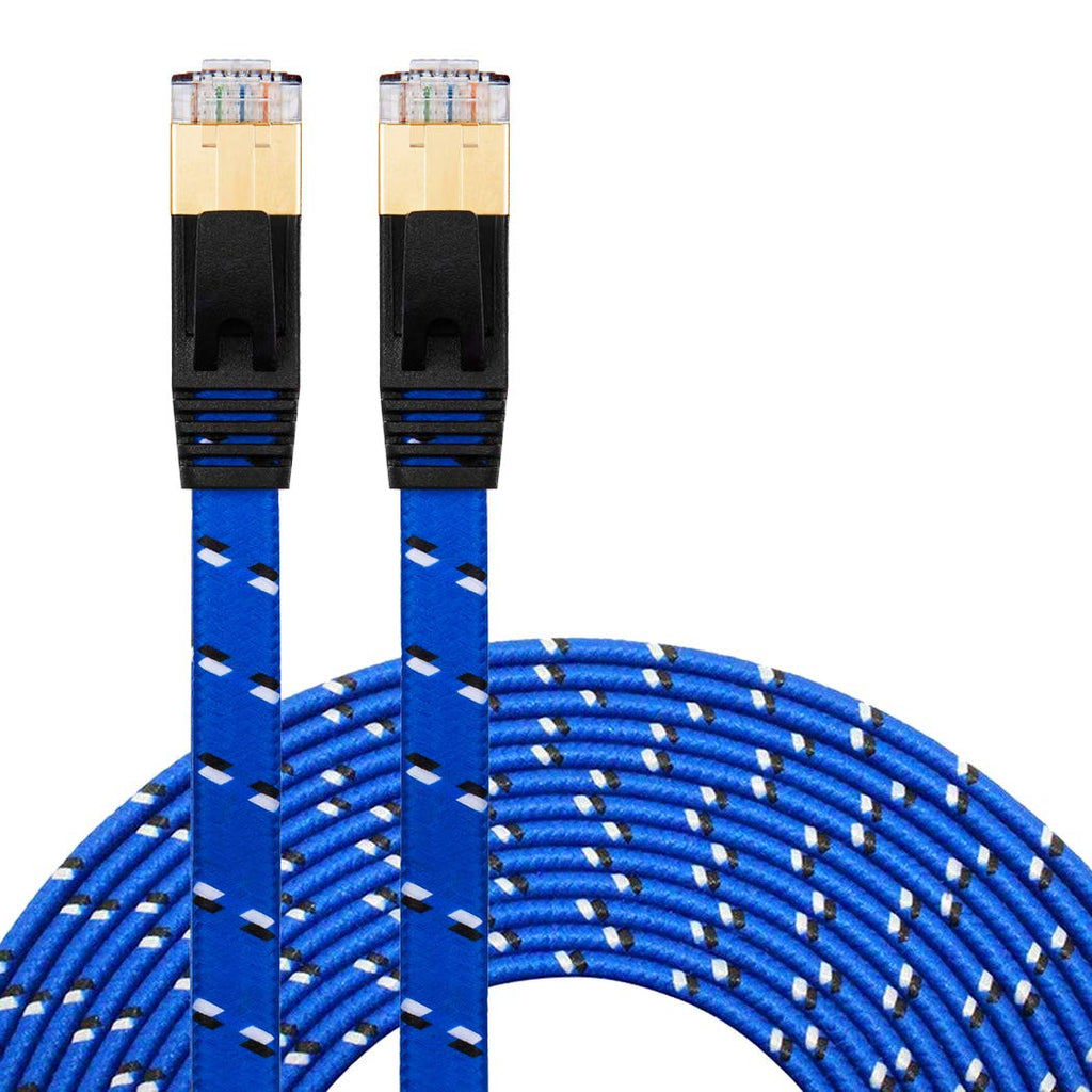  [AUSTRALIA] - Cat 7 Ethernet Cable 15 ft, JewMod Cat7 Ethernet Cable Nylon Braided Cat7 RJ45 LAN Cable High Speed Internet Network Patch Cord 10Gbps 600Mhz LAN Wire Cable Cord for Modem,Router,PC,Laptop,Xbox 360 15 Feet Blue