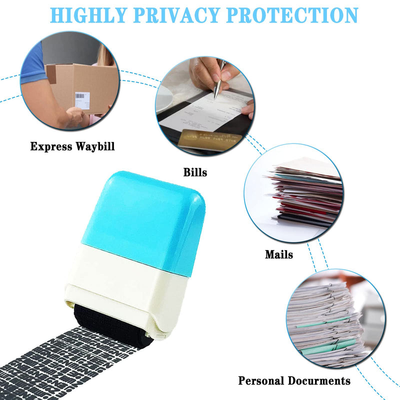  [AUSTRALIA] - 2Pcs Identity Protection Roller Stamps Identity Prevention Theft Stamp Wide Rolling Security Stamp for Privacy Protection, ID Blockout and Address Blocker (Pink and Blue) Pink and Blue