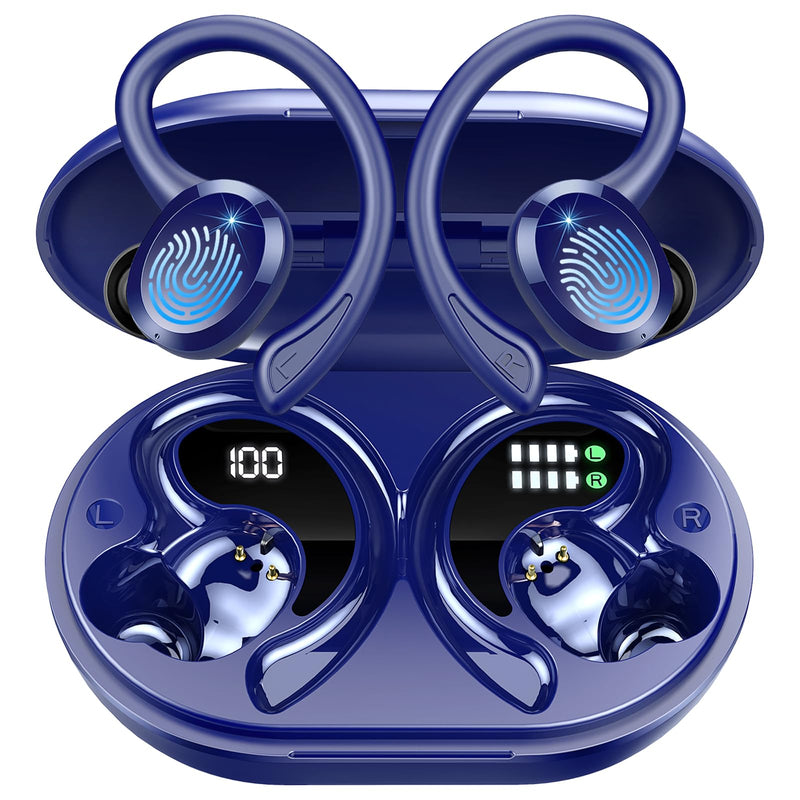  [AUSTRALIA] - Wireless Earbuds Bluetooth Headphones Sport, Bluetooth 5.3 Earbuds Immersive HiFi Stereo Over-Ear Buds, 48Hrs Earphones in Ear with Earhooks, HD Mic, IP7 Waterproof Headset for Workout Running (Blue) Blue