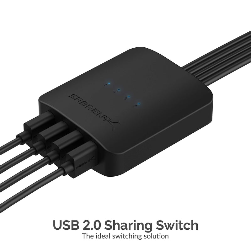  [AUSTRALIA] - SABRENT USB 2.0 Sharing Switch up to 4 Computers and Peripherals LED Device Indicators (USB-USS4) 4-Port Switch