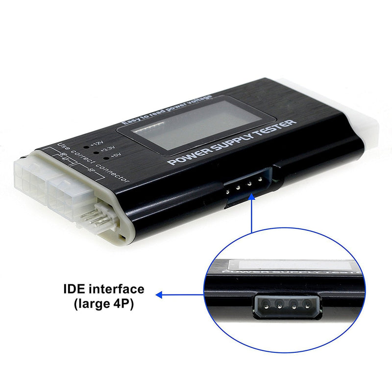  [AUSTRALIA] - Optimal Shop 20+4 Pin LCD Computer Power Supply Tester for SATA IDE HDD ATX ITX BYI Connectors-Black