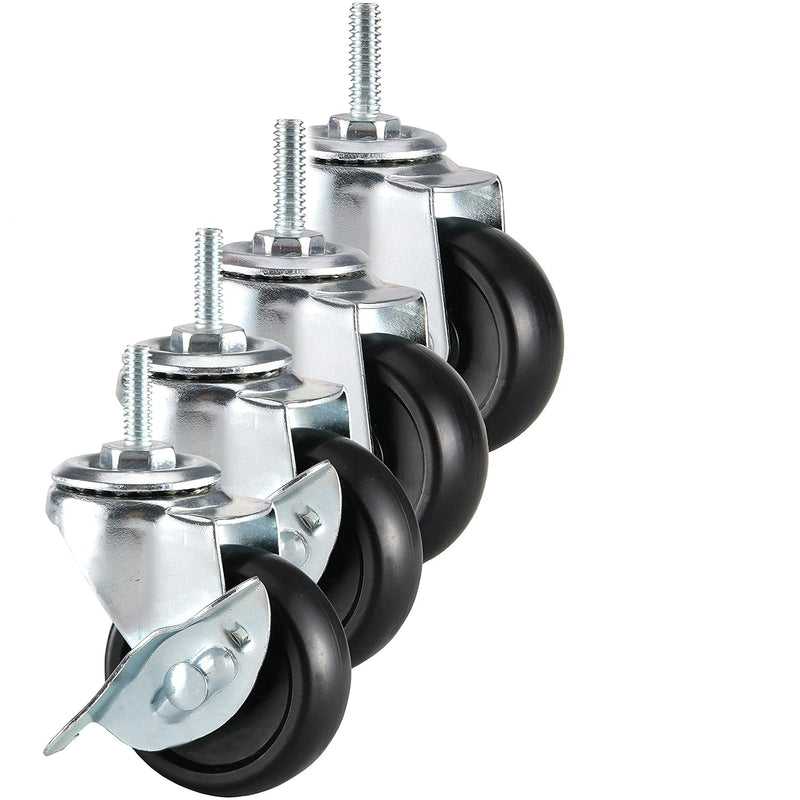  [AUSTRALIA] - Pusalxl 2 inch Shelves Caster Wheels for Wire Shelving Shelf, Stem Casters Set of 4 with Locking Brakes Fit 3/4" Post- Shelving Adapter for Wire Shelf,Stems 1/4" - 20 Casters for Wire Rack Shelf,Wheel 2" diameter