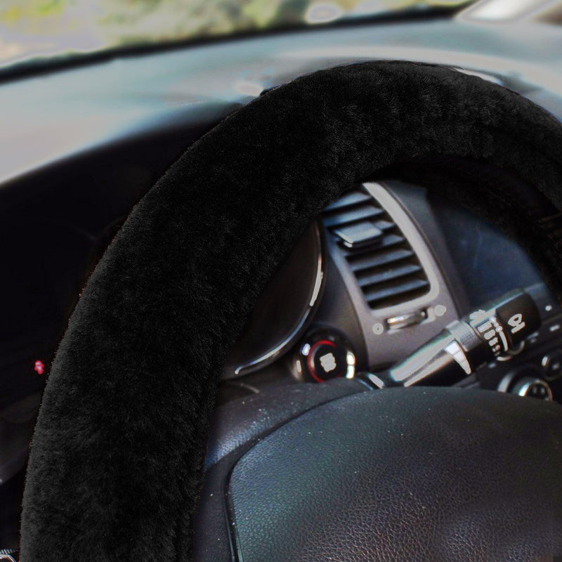  [AUSTRALIA] - Zento Deals Stretch-On Vehicle Steering Wheel Cover Classic Black Car Wheel Protector