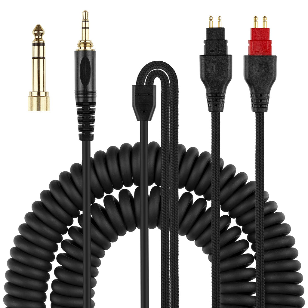  [AUSTRALIA] - weishan Coiled Headphone Cord Replacement for Sennheiser HD650, HD660 S, HD600, HD6XX, HD580, HD565, HD545, HD535, Audio Cable Wire 3.5mm 1/8" Plug and 6.35mm 1/4" Adapter 5m(16ft)