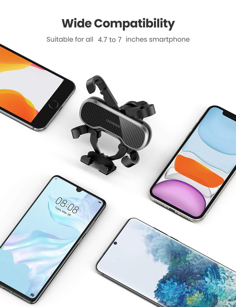 UGREEN Car Phone Holder Air Vent Mount Gravity Auto Clamp Retractable Cradle Clip Compatible for iPhone 12 Pro SE 11 Max XR XS 8 7 Samsung Galaxy Note20 Ultra S20 S10 A71 A70 - LeoForward Australia