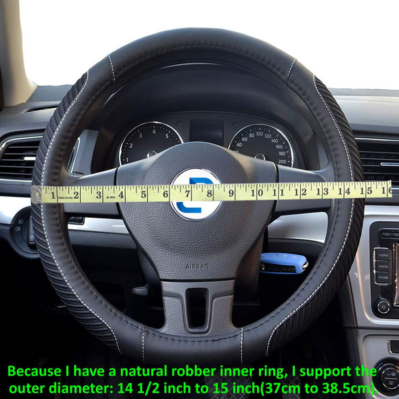  [AUSTRALIA] - DC Steering Wheel Cover Microfiber Leather with Soft Fiber Cloth, Suck Sweat, Anti-Slip, Universal 15"/38cm Black