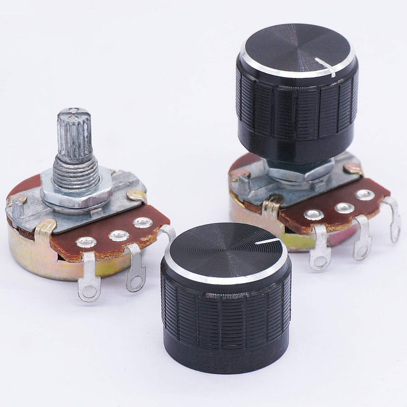  [AUSTRALIA] - TWTADE / 3pcs 50K ohm Potentiometer Single Turn Rotary Linear Variable Potentiometer + 3pcs black Aluminum alloy knob