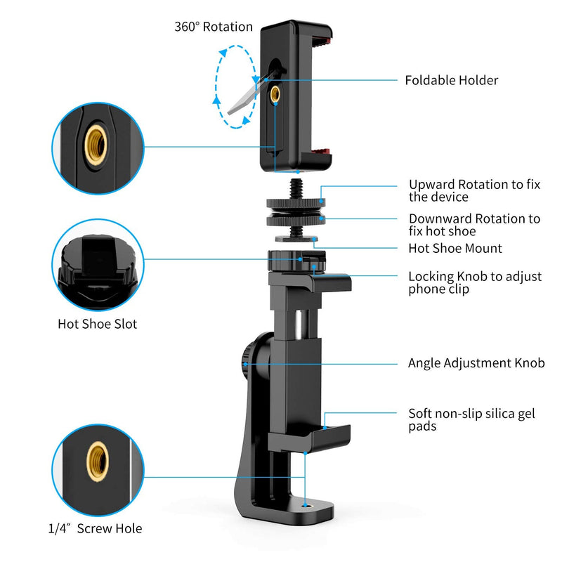  [AUSTRALIA] - Owine Universal Dual Cell Phone Tripod Mount Adapter Premium Smartphone Clamp, Compatible with iPhone,Samsung Galaxy,Note,Lg,All Smartphones Perfectly.Connects to Tripod, Monopod, Selfie Stick