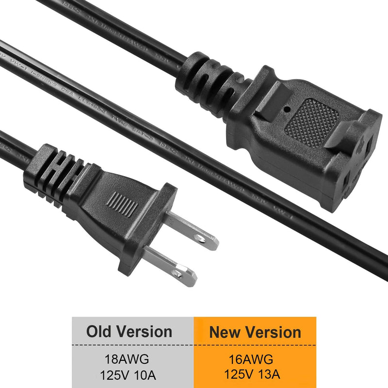  [AUSTRALIA] - VSEER 2 Prong Extension Cord US AC 2-Prong Male and Female Power Cable 13A/125V, USA Outlet Saver Power Extension Cord Cable for NEMA 5-15P to NEMA 5-15R (1FT) 1FT Black