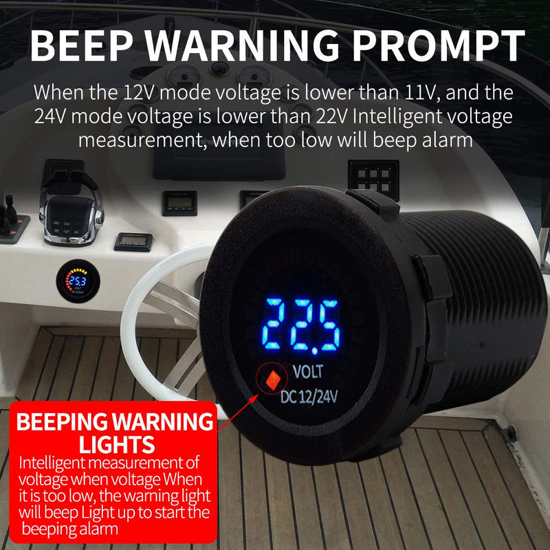  [AUSTRALIA] - TIYANG LED Digital Voltmeter 12V 24V Voltage Gauge for Car Camper Boat RV
