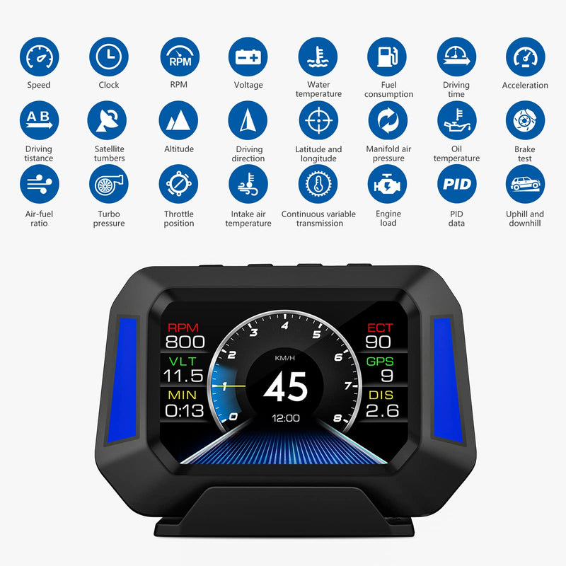  [AUSTRALIA] - AWOLIMEI Head up Display for Cars, HUD Display Car, Speedometer, OBD and GPS Car Display, Work for All Car