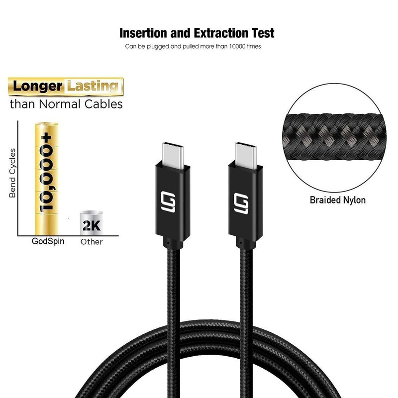  [AUSTRALIA] - GodSpin USB-C to USB-C Cable (20Gbps) SuperSpeed [Certified] USB Type-C to USB Type-C, 100W Power (USB 3.1 & 3.2 Compatible) Nylon Braided, Dual 4k or Single 5k @60hz Display (3.3ft/20Gbps) 3.3ft/20Gbps
