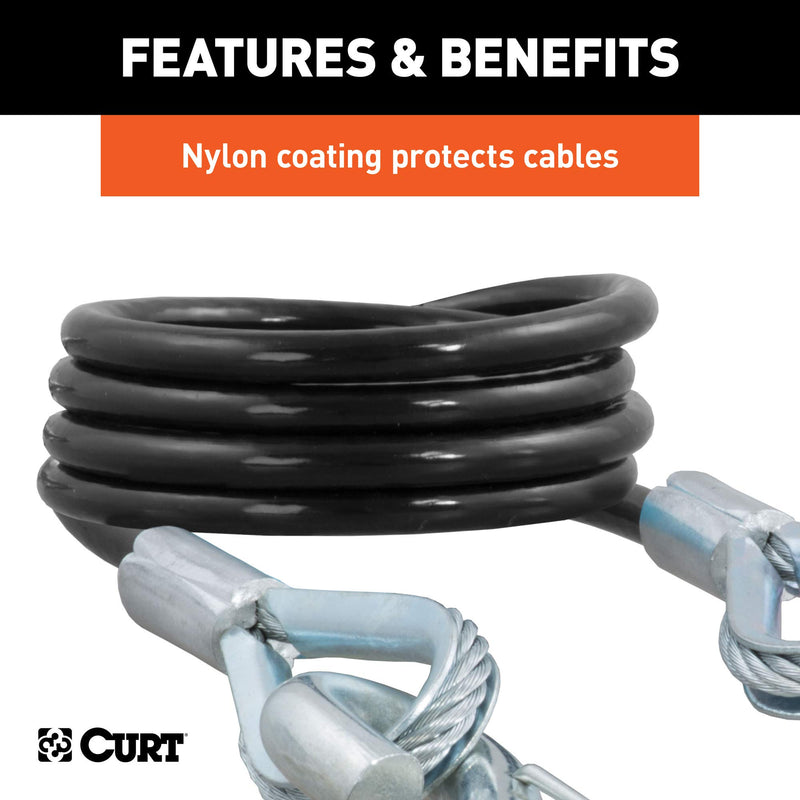  [AUSTRALIA] - CURT 80136 43-7/8-Inch Nylon-Coated Trailer Safety Cables, 3/8-Inch Snap Hooks, 3,500 lbs. Break Strength, 2-Pack