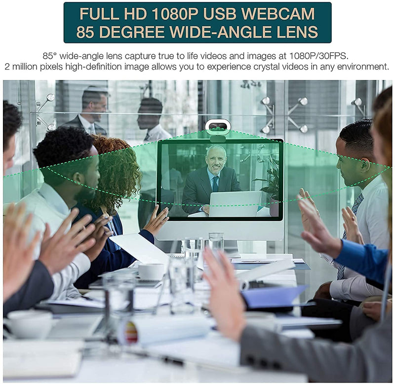 [AUSTRALIA] - 1080P Webcam with Microphone for Desktop, Streaming Webcam with 3-Level Brightness Adjustable Ring Light, USB PC Computer Camera for Video Conferencing/Calling/Live Streaming/Online Learning