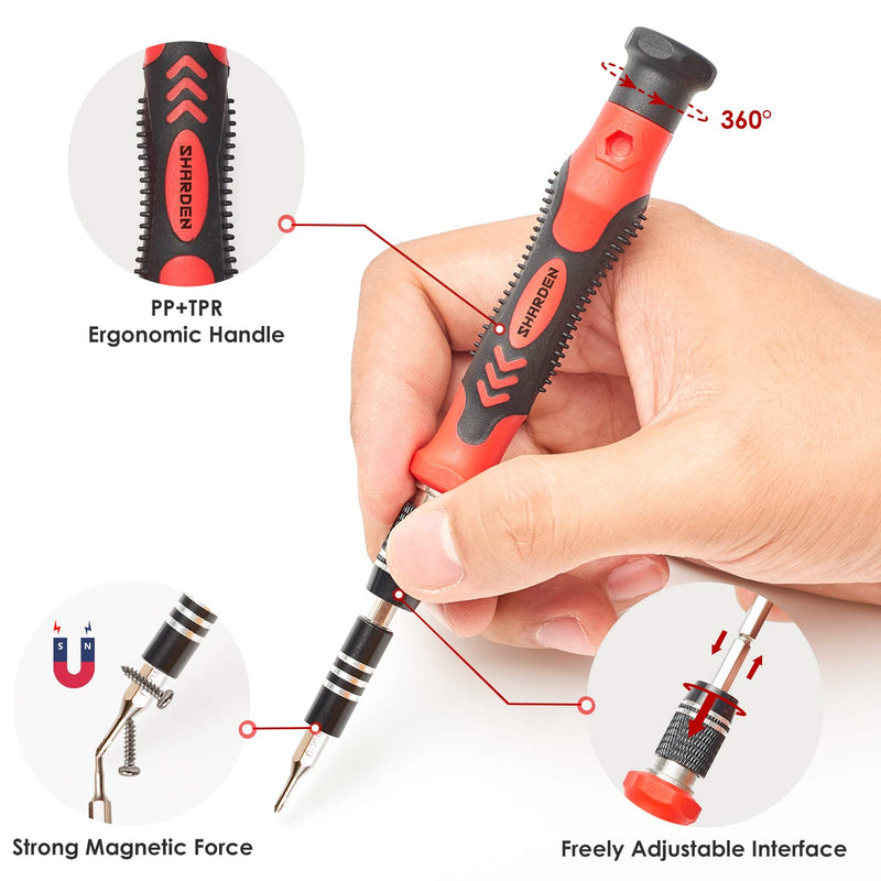  [AUSTRALIA] - SHARDEN Precision Screwdriver Set, 124 in 1 with 110 Bits Magnetic Screwdriver Kit, Professional Electronics Repair Tool Kit for Tablet, Computer, Laptop, PS4, PC, iPhone, Xbox, Game Console (red) Red