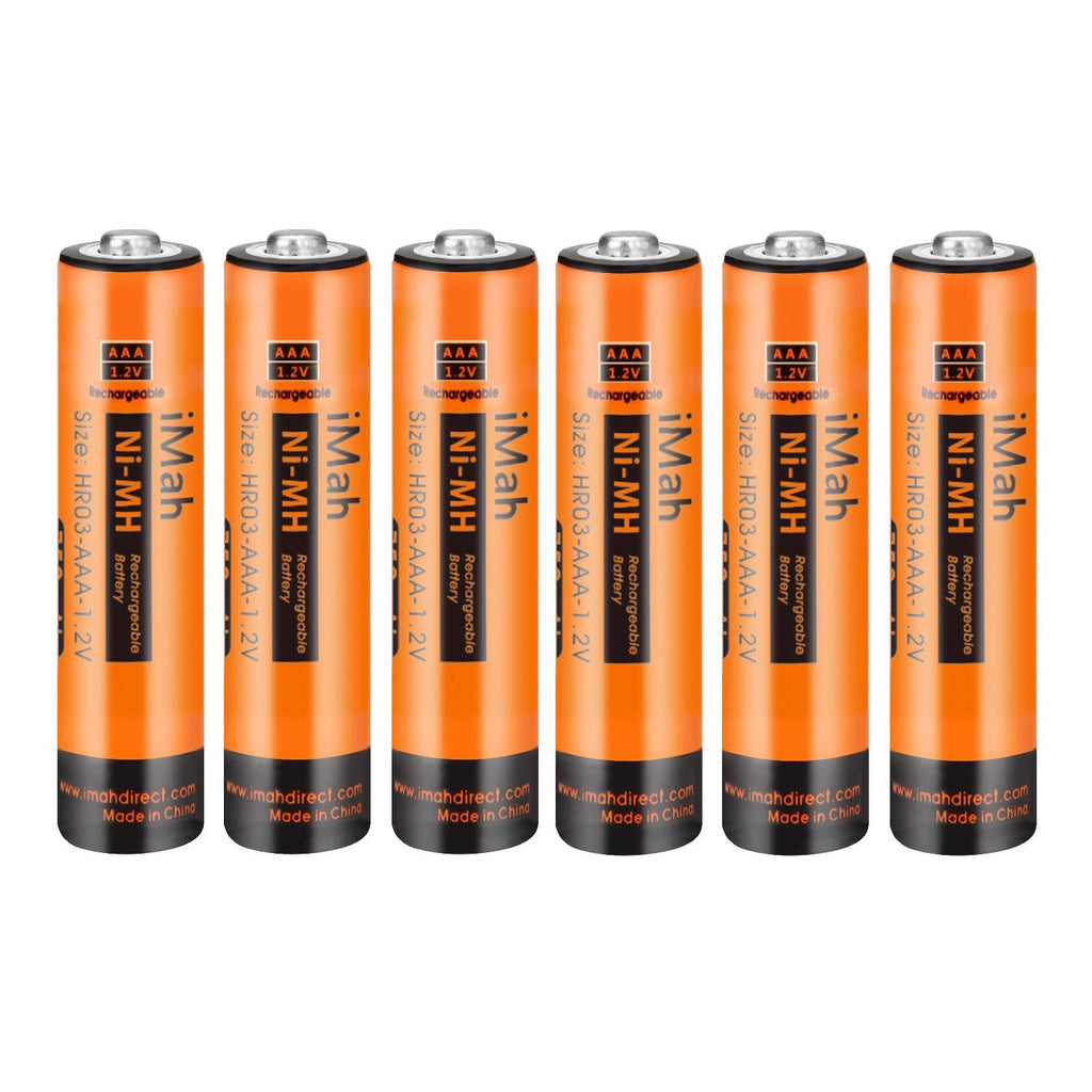  [AUSTRALIA] - iMah 6-Pack 1.2V 750mAh Ni-MH AAA Rechargeable Battery for Panasonic Cordless Phone Also Compatible with BK40AAABU HHR-55AAABU HHR-65AAABU HHR-75AAA/B HHR-4DPA/4B BK30AAABU BT205662 and Solar Lights 6-Pack, AAA