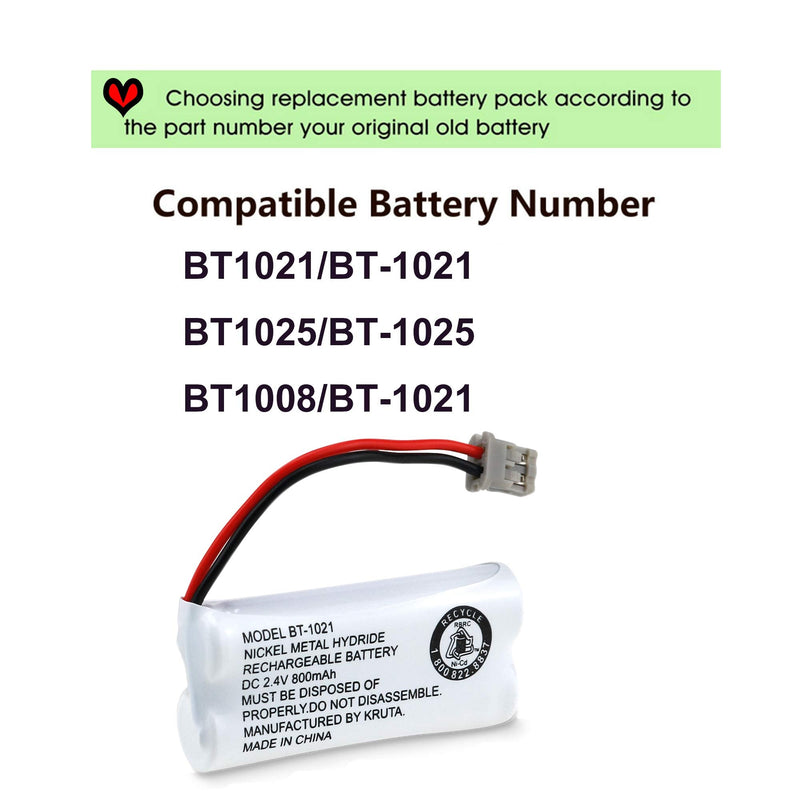  [AUSTRALIA] - Kruta Cordless Phone Battery BT-1021 BBTG0798001 Compatible with Uniden BT-1021 BT1021 BT-1008 BT-1016 BT-1025 2.4V 800mAh Cordless Handset Phone Rechargeable Replacement Battery (Pack 4) Pack 4