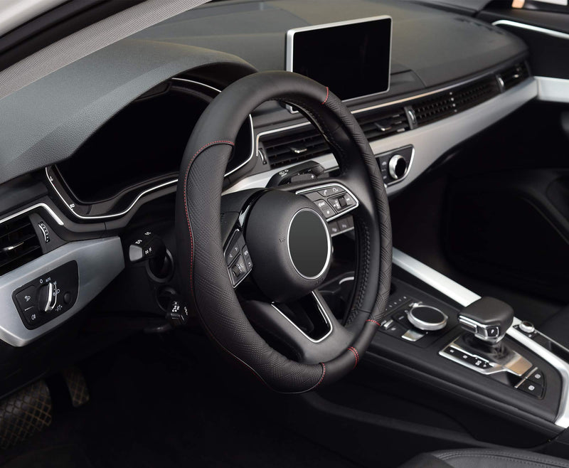 ZHOL Universal 15 inch Microfiber Leather Auto Car Steering Wheel Cover, Black - LeoForward Australia