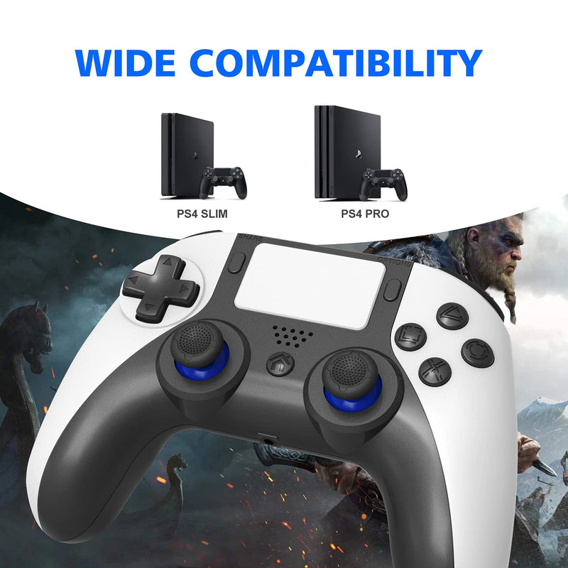  [AUSTRALIA] - IQIKU Replacement for PS4 Controller, Wireless Gamepad for Ps-4/Pro/Slim Control Joystick for PStation 4（Black+White)
