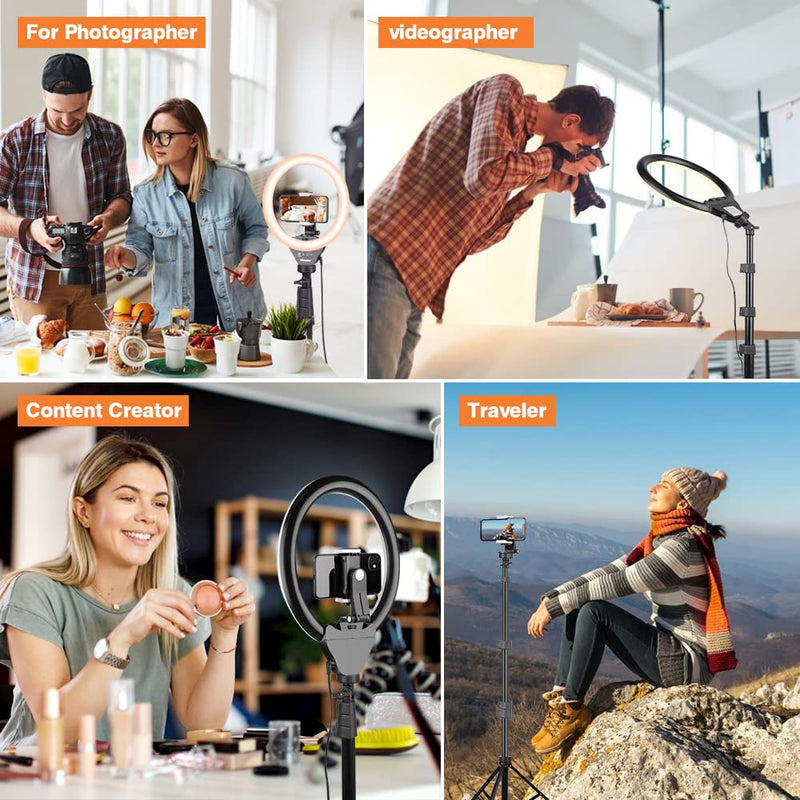  [AUSTRALIA] - UBeesize Phone Tripod, Portable and Adjustable Camera Stand Holder & 12’’ Ring Light with Tripod, Selfie Ring Light with 67’’ Tripod Stand, Compatible with Phones, Cameras and Webcams Holder + Stand