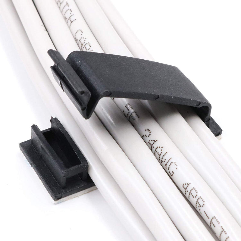  [AUSTRALIA] - ENVISIONED Black Multipurpose 3M Adhesive Cable Clips Bundled with 1/2" x 8" Black Cable Ties