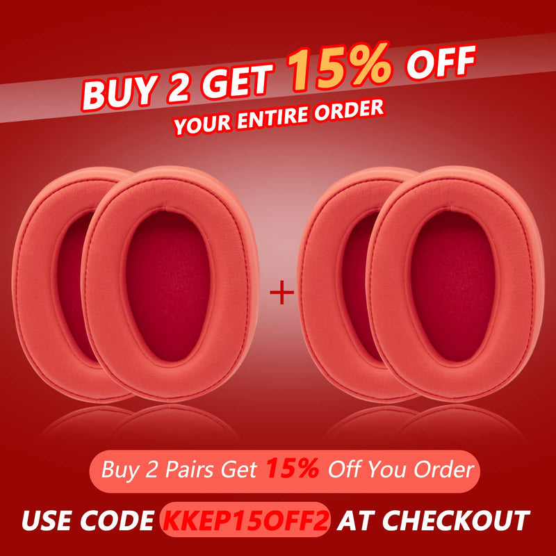  [AUSTRALIA] - Krone Kalpasmos Ear Pads for Sony WH-H900N, Compatible with Sony MDR-100ABN Headphones Over Ear Cushion, Soft Memory Foam Protein Leather Replacement Earpad Sony Headset Repair Part (Red) Red