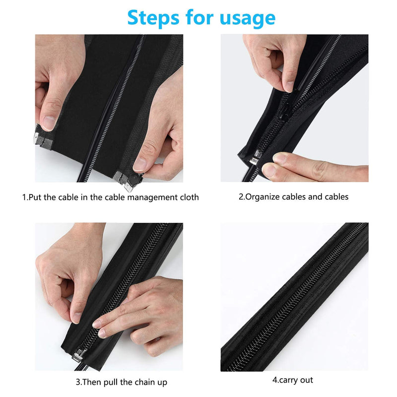 [AUSTRALIA] - Pasow Cable Management Sleeve Neoprene Cord Organizer Wrap Cover (Pack of 5)