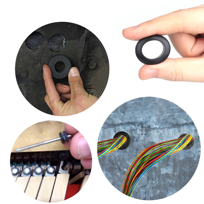  [AUSTRALIA] - BUSY-CORNER 200 Pieces Hollow Rubber Grommet Firewall Hole Plug Assortment Kit, 1/4", 5/16", 3/8", 7/16", 1/2", 5/8", 3/4'', 7/8", 1''