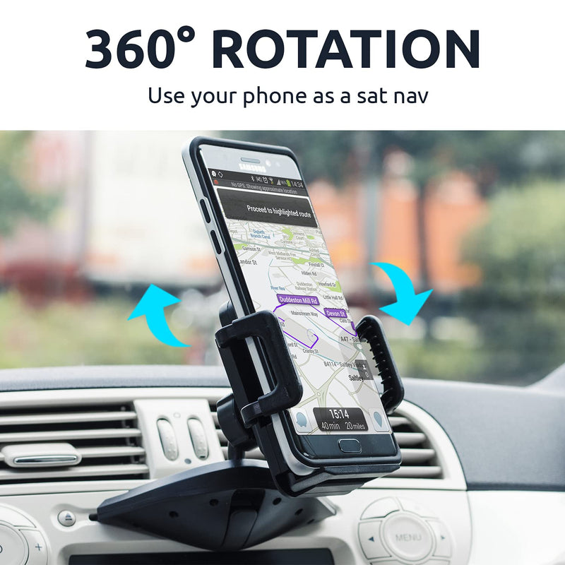  [AUSTRALIA] - Olixar CD Player Phone Mount - Car CD Phone Holder - Cellphone Holder Car CD Player - Universal Fit for iPhone, Samsung Galaxy, Motorola, Huawei Devices and More - Black