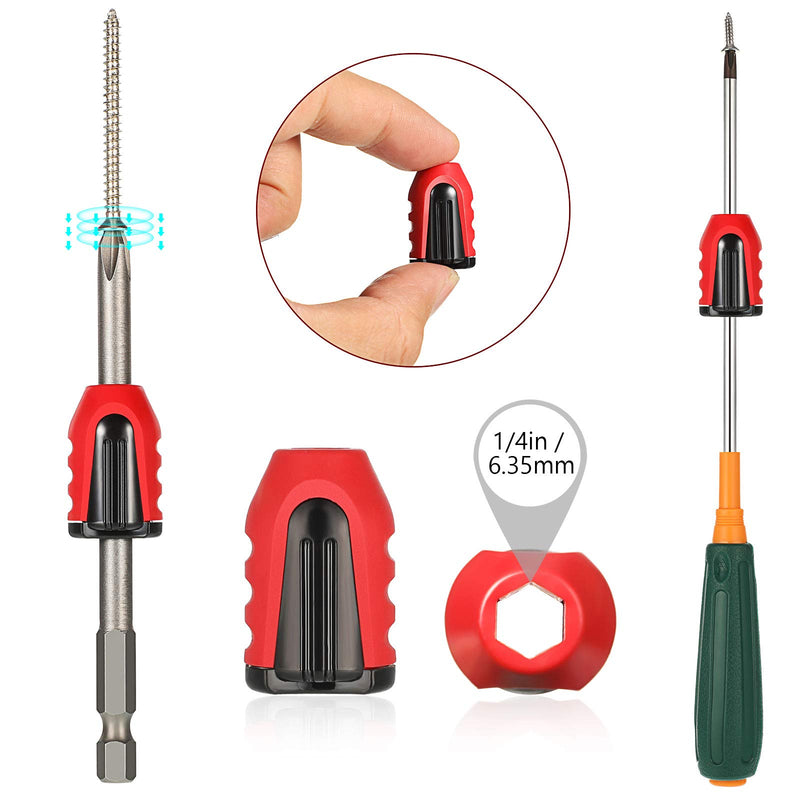 Magnetic Screw Holder Rings, 1/4 Inch/ 6.35 mm Screwdriver Driver Bits Magnetizer for Electric Drill and Hand Tools, Red (10 Pieces) 10 - LeoForward Australia