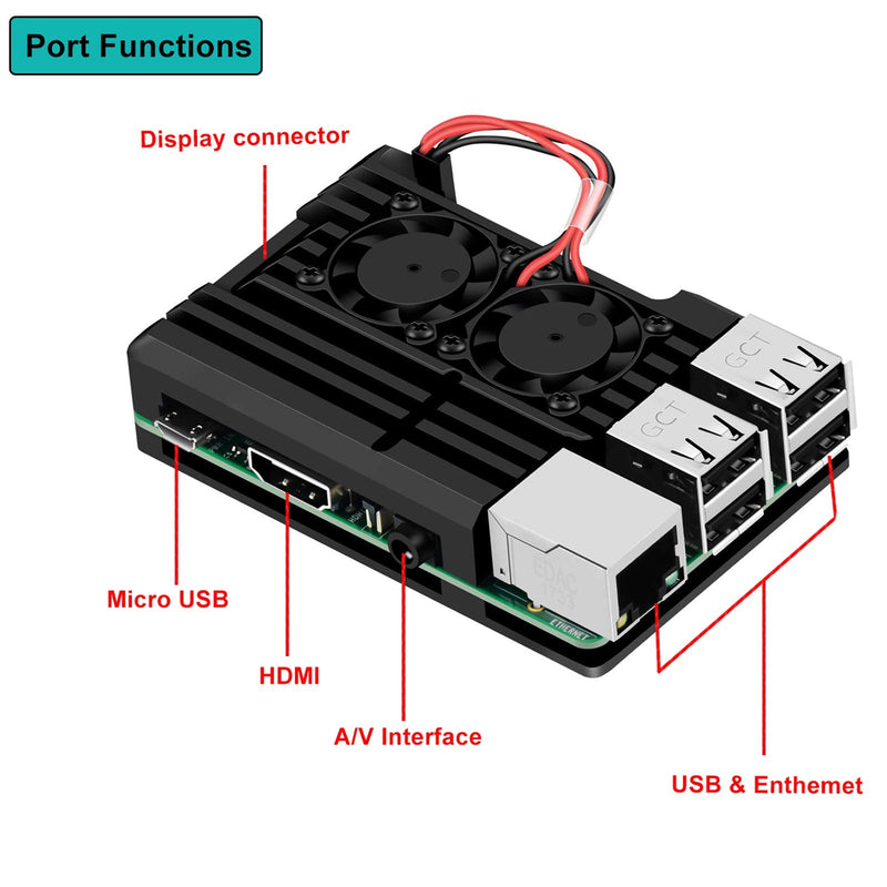  [AUSTRALIA] - MakerFocus Raspberry Pi Armor Case, Raspberry Pi Metal Case with Dual Fan Aluminium Alloy, Raspberry Pi Fan, Heatsink for Raspberry Pi 3 Model B+ / Pi 3 B+/Pi 2 B+