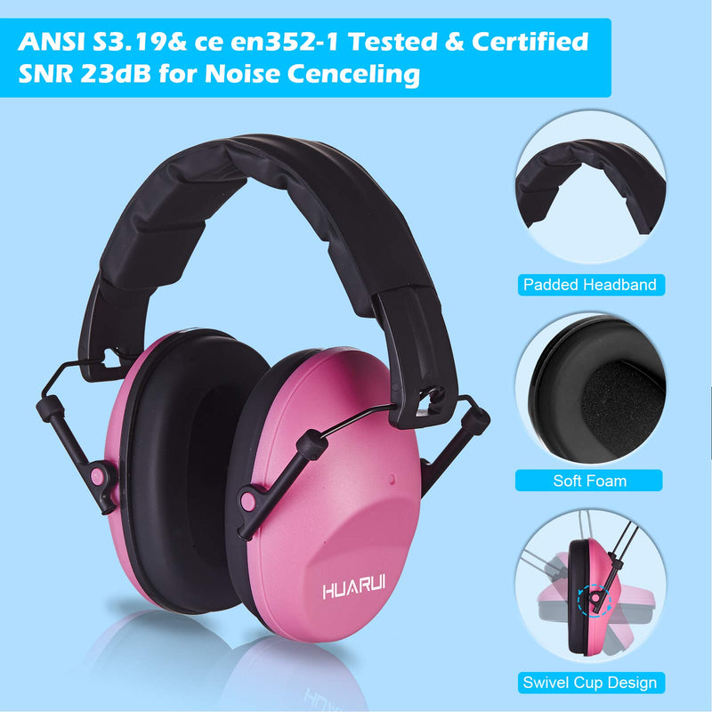  [AUSTRALIA] - Huarui Noise Canceling Ear Muffs, Shooting Ear Muffs,Shooters Ear Protection Pink
