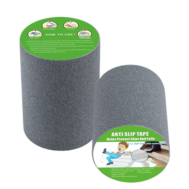  [AUSTRALIA] - Anti Slip Tape, High Traction, Strong Grip Abrasive, Not Easy Leaving Adhesive Residue, Indoor & Outdoor (6" Width x 190" Long, Gray) 6" Width x 190" Long