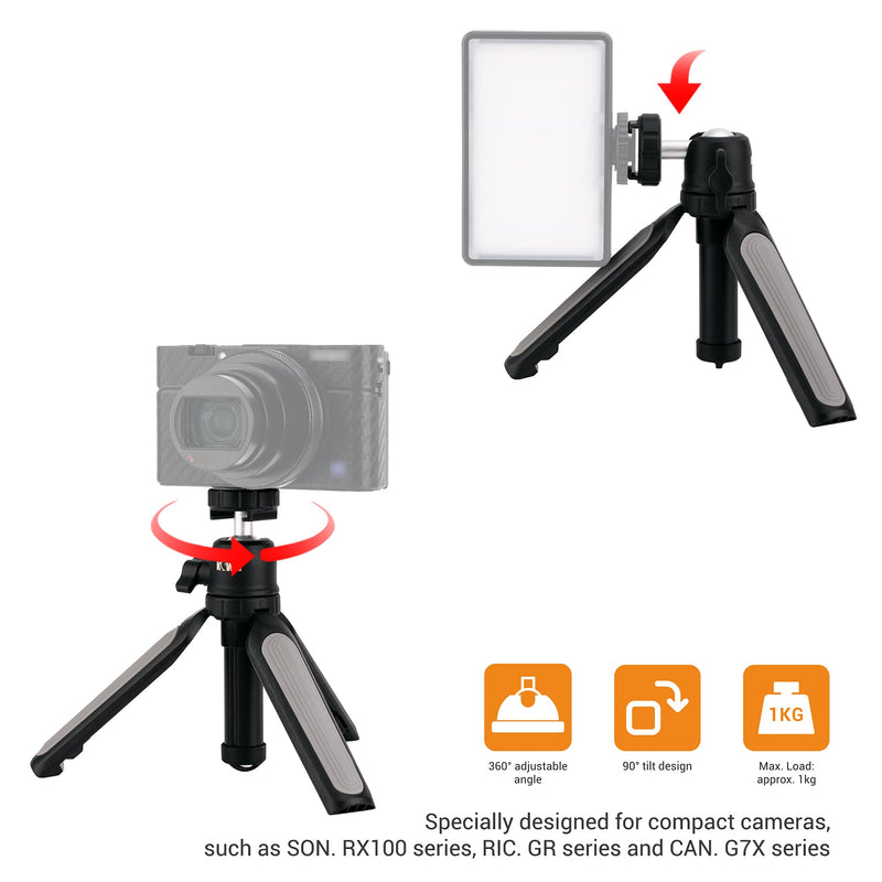  [AUSTRALIA] - KIWIFOTOS Extension Mini Tripod, Selfie Stick Tripod Stand Handle Grip for iPhone Samsung Smartphone Sony ZVE10 ZV1 RX100VII RX100VA A6400 A6300 A6600 Canon G7X Mark III II Camera Vlogging Hand Grip