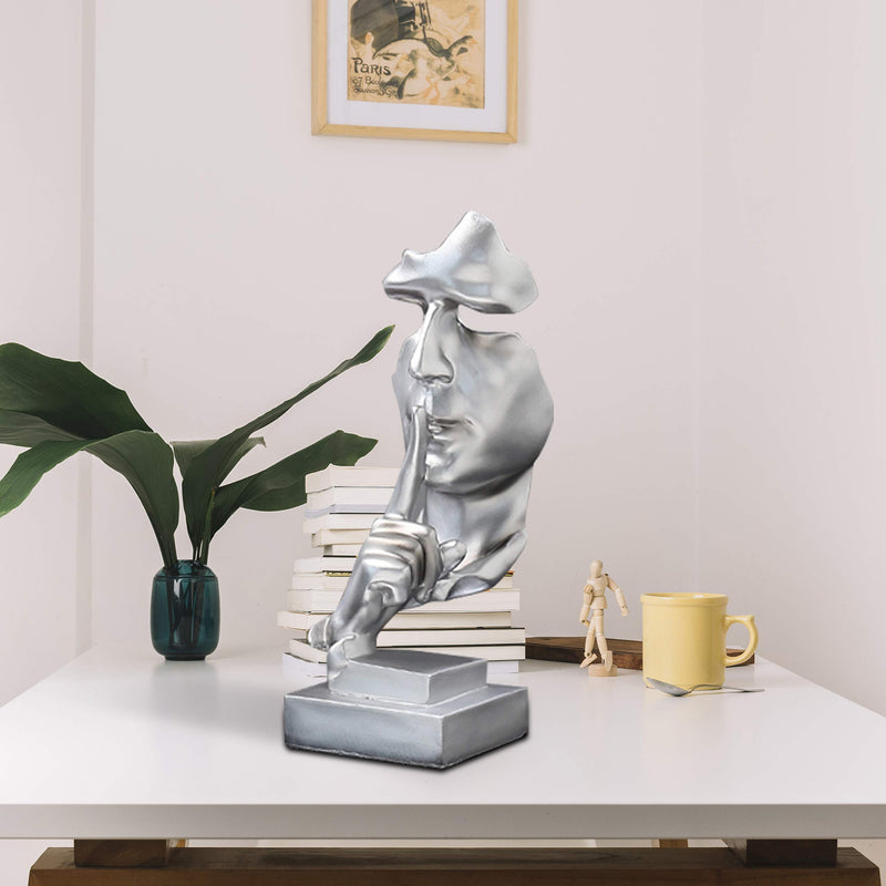  [AUSTRALIA] - Modern and Creative Silence Thinker of Men Statue Great Abstract Decorative Figurine Sculpture for Home and Living Room Decor Great for Office Or Desk (Black) Black