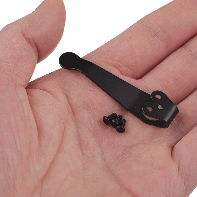  [AUSTRALIA] - 1 Piece Knife Pocket Back Clip, 3-hole Titanium Alloy Deep Carry Pocket Clip with Screws for Spyderco C81 C10 C11, Black