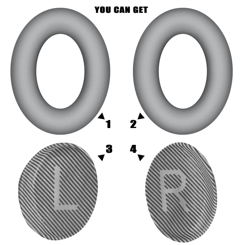  [AUSTRALIA] - QC35 Replacement Ear Pads QC35 ii Earpads Quietcomfort 35 ii Ear Cushion Parts Compatible with Bose Quiet Comfort 35/QC45 Wireless Headphones.(Silver) Silver