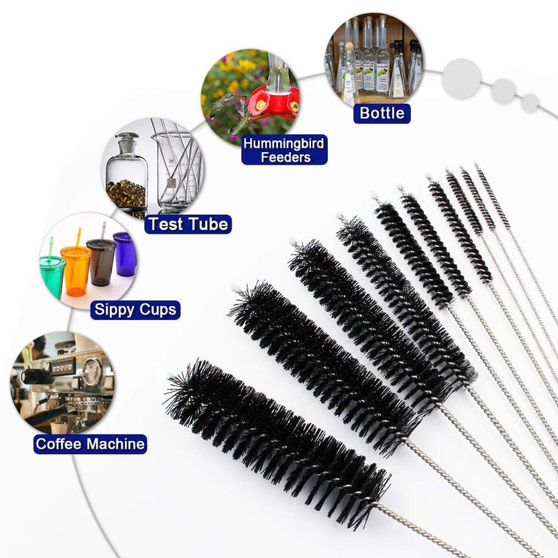 DiCUNO 2 Sets of Cleaning Brushes 8 Inch Nylon Tube Brushes Set with Protective Design [Updated Edition, 1 Set of Super Hard & 1 Set of Medium Hard] - LeoForward Australia