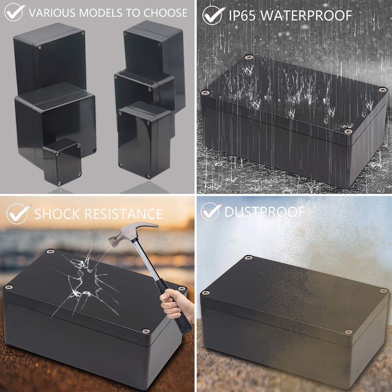  [AUSTRALIA] - Zulkit Junction Box Waterproof Dustproof IP65 ABS Plastic Project Box Universal Electrical Boxes Enclosure Black 6.22 x 3.54 x 2.36 inch (158 x 90 x 60 mm)(Pack of 2) 6.22'' x 3.54'' x 2.36''(Pack of 2)