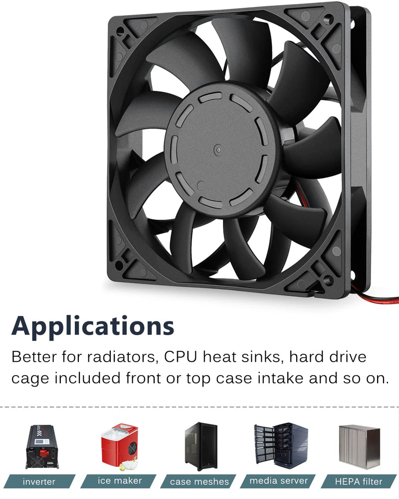  [AUSTRALIA] - GDSTIME 24V DC Brushless Cooling Fan, 120mm Case Fan, Dual Ball Bearings 120mm x 120mm x 25mm Cooler Fan