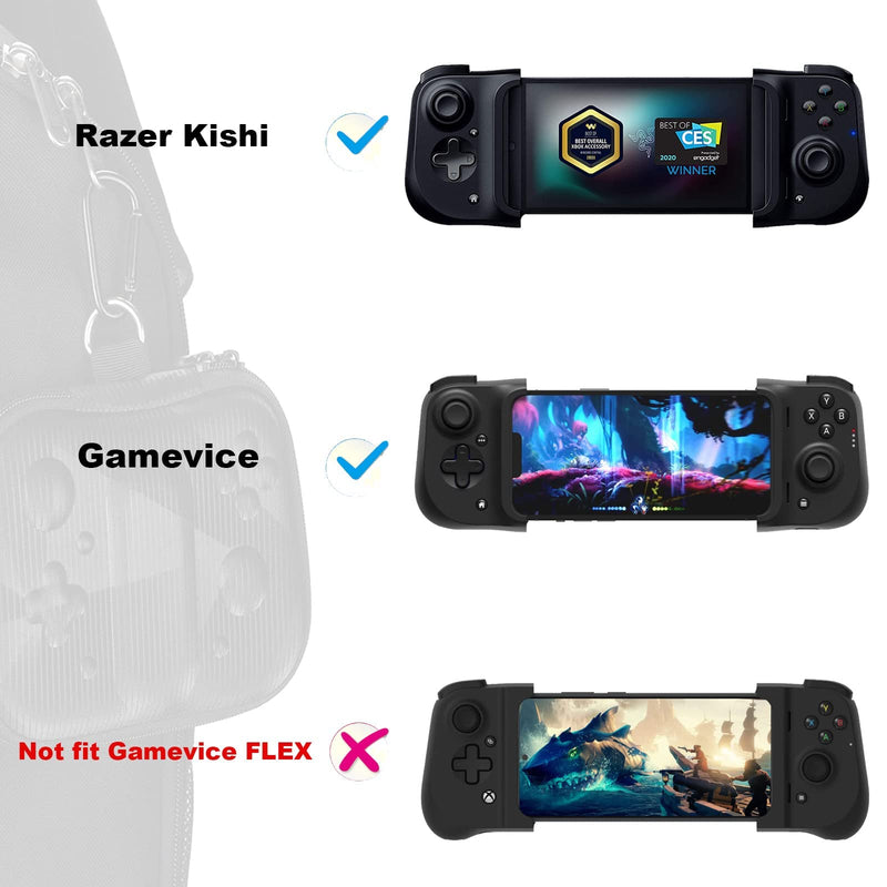  [AUSTRALIA] - WEPIGEEK Slim Case for Razer Kishi / Gamevice UPDATED Mobile Gaming Controller with ThumbSticks & Carabier(Tech-Black)