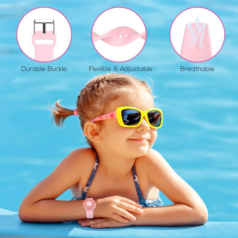  [AUSTRALIA] - Waterproof Air tag Bracelets For Kids (2 Pack) - Soft Silicone Hidden Air tag Wristband - Lightweight GPS Tracker Holder Compatible with Apple Airtag Watch Band For Child (Whale & Donut) Whale & Donut
