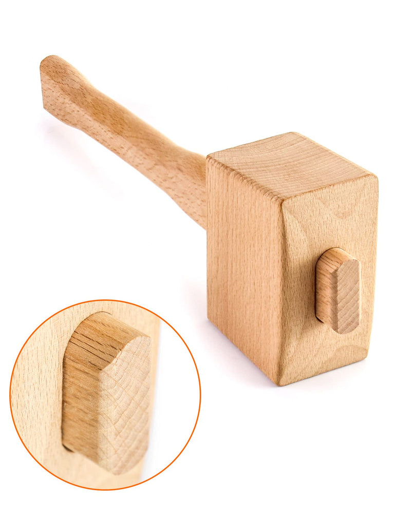  [AUSTRALIA] - QWORK Wooden Mallet, 9.5" Manual Ice Hammer Mallet Beech Solid Carpenter Wood Hammer Woodworking Hand Tool